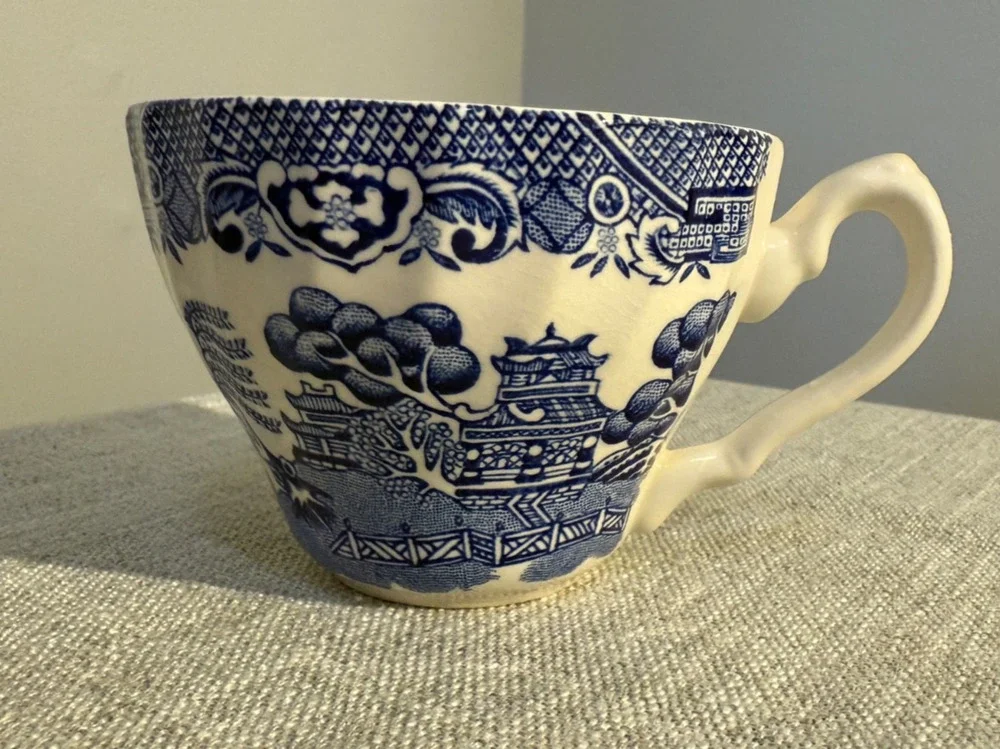 ☕ Vintage Blue Willow Flat Cup by Wood & Sons | Older Transferware | England